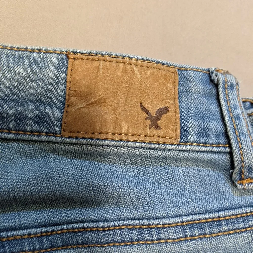 American Eagle Denim Jeggings Size 10 Short Super Stretch Light Medium Wash - Picture 7 of 16